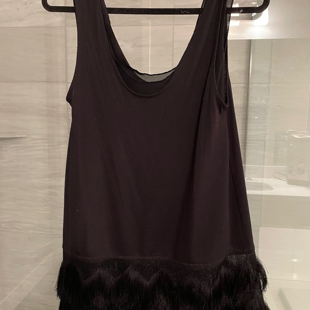Black flapper fringe skirt set